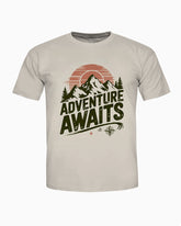 Men's Plus Size Outdoor Gray Adventure Awaits Alphabet Mountain Print Round Neck Short Sleeve T-Shirt